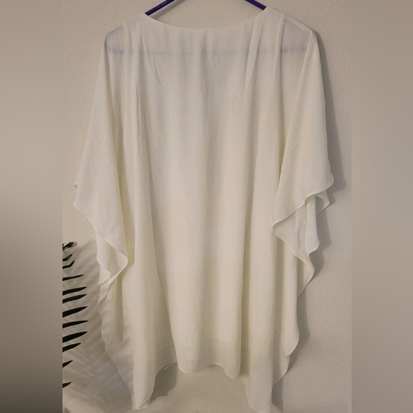 Lace up flutter sleeve chiffon white kaftan, cover-up etc. NWT three eighty two - Picture 2 of 2
